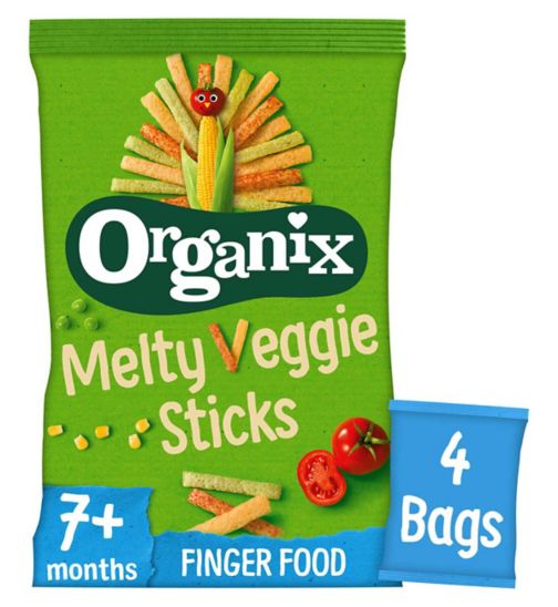 Organix Melty Veggie Sticks Organic Baby Finger Food Snack Multipack 4 x 15g