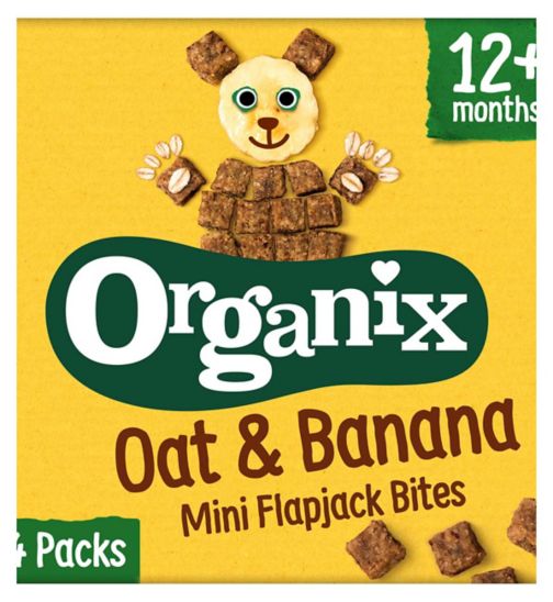 Organix Mini Organic Oat & Banana Flapjack Toddler Snacks 4 x 15g