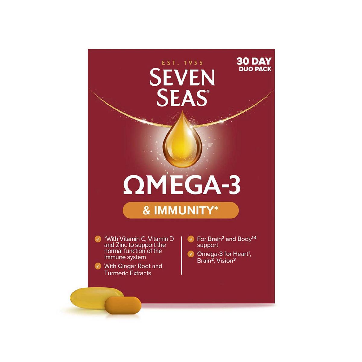 Seven Seas Omega-3 Fish Oil & Immunity, With Vitamin C, D, Duo Pack: 30 Capsules+30 Tablets
