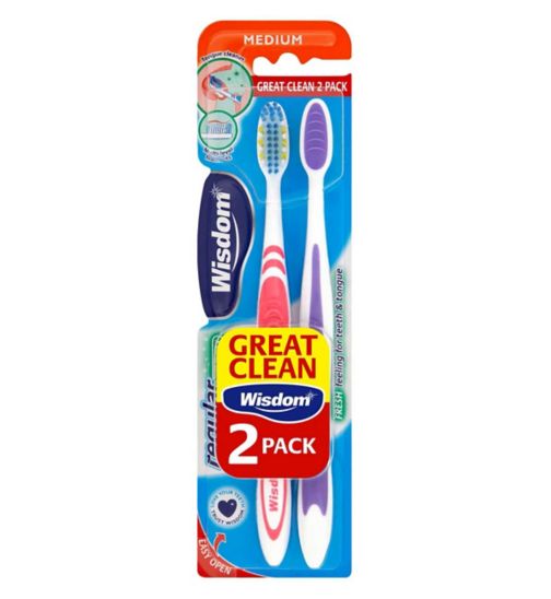 Wisdom Regular Medium Toothbrush Twin Pack