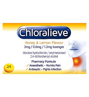 Chloralieve Honey & Lemon Flavour 2mg / 0.6mg / 1.2mg Lozenges 24s Lozenges 24s