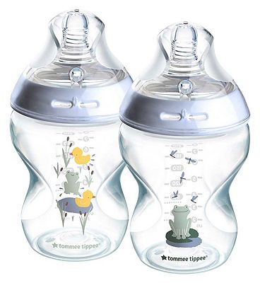 Tommee Tippee Closer to Nature Baby Bottles, Slow-Flow Breast-Like Teat with Anti-Colic Valve, 260ml
