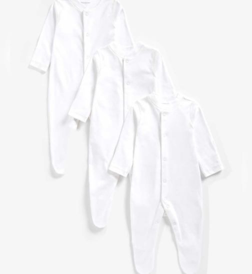 White Sleepsuits - 3 pack