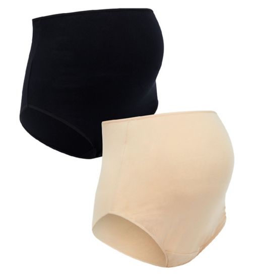 Black and Nude Over-the-Bump Maternity Briefs - 2 Pack