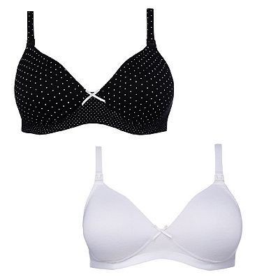 BLOOMING MARVELLOUS Ladies MOTHERCARE LACE Maternity Bra 2 Pack Black White  : : Fashion