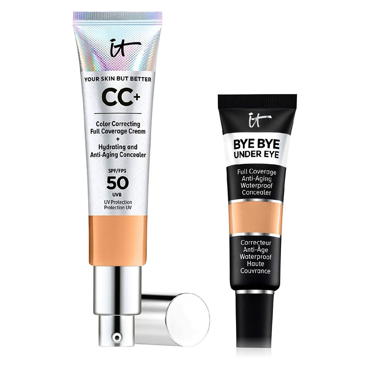 IT Cosmetics Your Skin But Better Cc+ Cream - Neutral Tan & Bye Under Eye Concealer Medium Natural