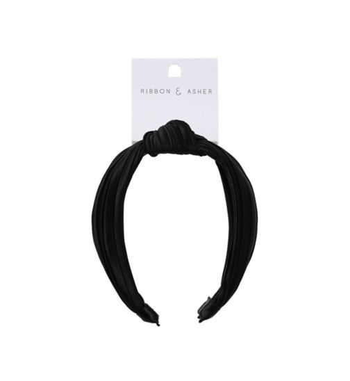 Ribbon & Asher Plisse Black Headband