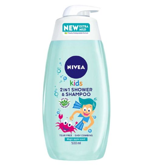 NIVEA Kids Magic Apple 2 in 1 Shower Gel & Shampoo, 500ml