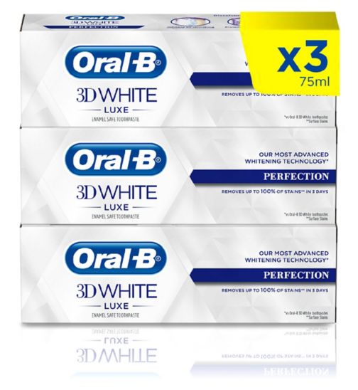 Oral-B 3D White Luxe Perfection 3 Month Toothpaste Bundle;Oral-B 3D White Luxe Perfection Whitening 75ml;Oral-B 3D White Luxe Perfection Whitening Toothpaste 75ml