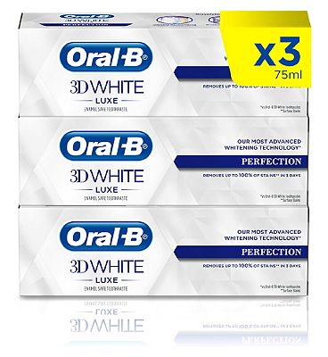Oral-B 3D White Luxe Perfection 3 Month Toothpaste Bundle