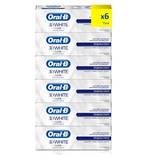 Oral-B 3D White Luxe Perfection 6 Month Toothpaste Bundle;Oral-B 3D White Luxe Perfection Whitening Toothpaste 75ml;Oral-B 3D White Luxe Perfection Whitening Toothpaste 75ml