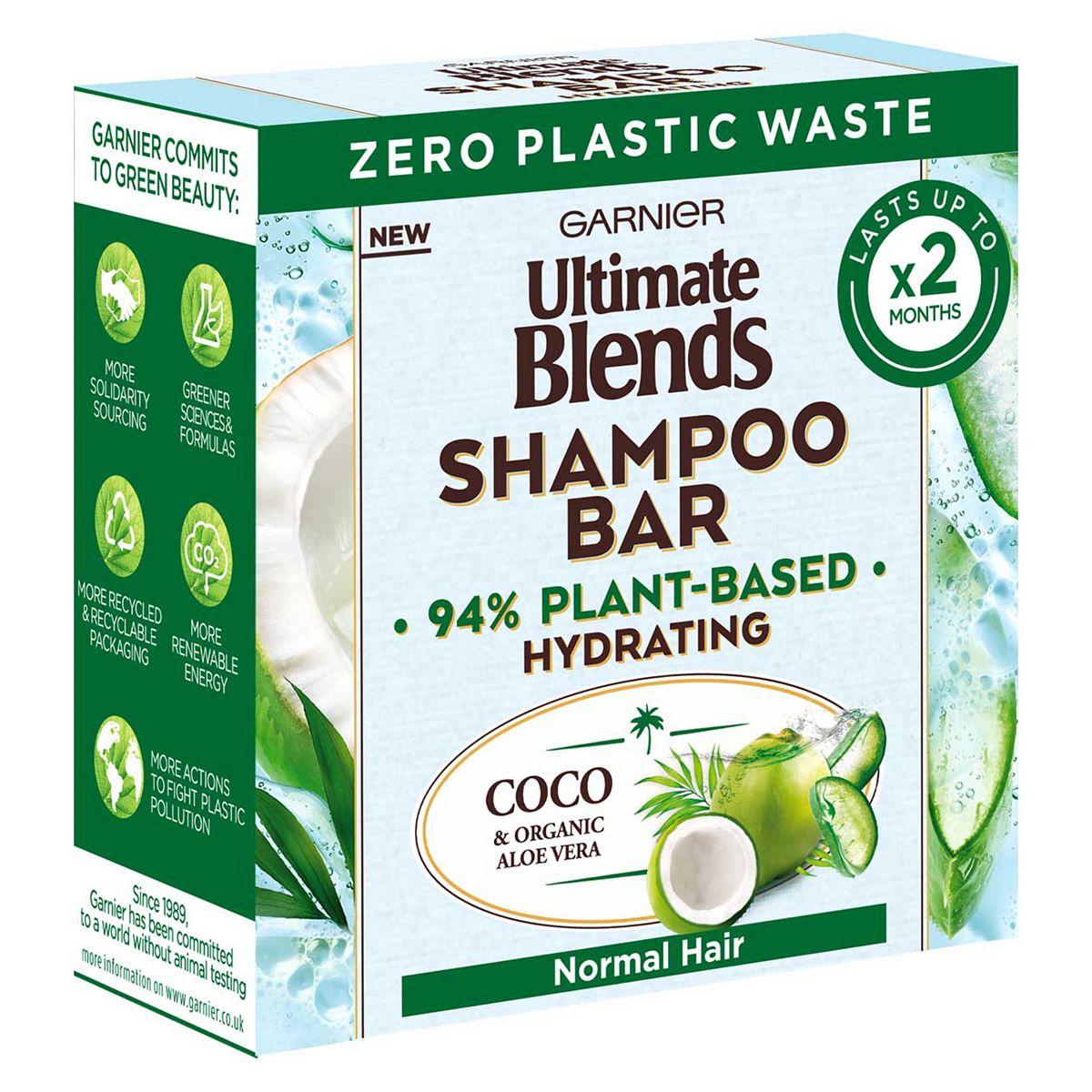 Garnier Ultimate Blends Coconut Hydrating Shampoo Bar With Aloe Vera For Normal Hair, 60g