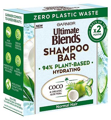 Garnier Ultimate Blends Coconut Hydrating Shampoo Bar with Aloe Vera for Normal Hair, 60g