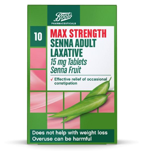 Boots Max Strength Senna Adult Laxative 15mg Tablets - 10 Tablets
