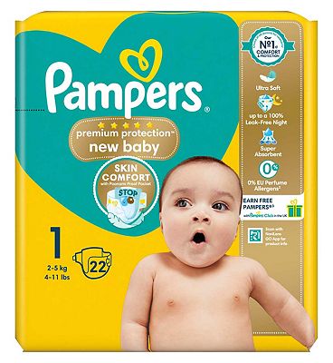 Pampers New Baby Size 1, 22 Newborn Nappies, 2kg-5kg, Carry Pack