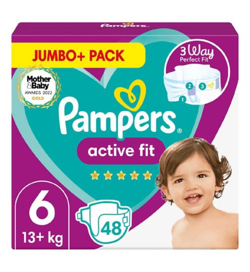Pampers Active Fit Size 6, 48 Nappies, 13kg+, Jumbo+ Pack