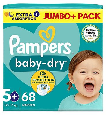 Pampers Baby-Dry Size 5 68 Nappies 12-17kg Jumbo Pack