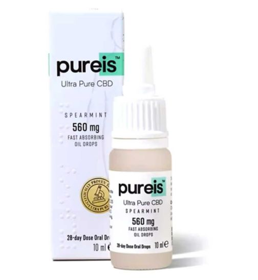 Pureis Ultra Pure CBD 560mg 6.0% Spearmint Fast Absorbing Oil Drops 10ml