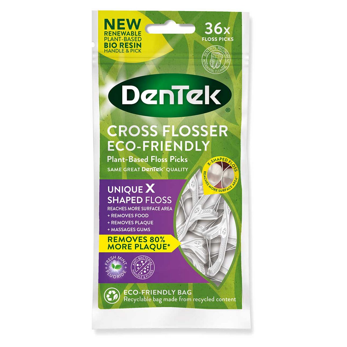 Dentek Cross Flosser Eco Plant Based Floss Picks