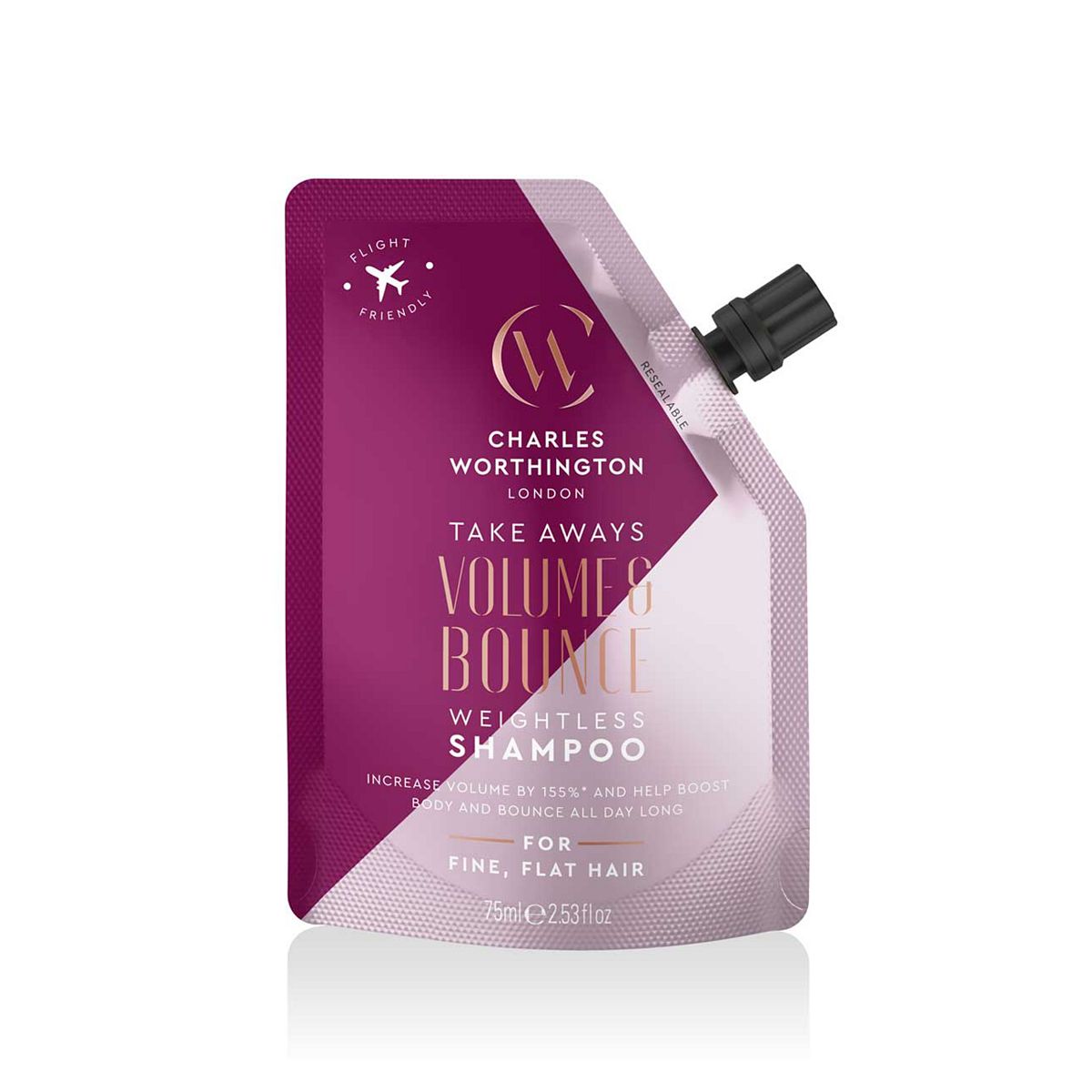 Charles Worthington Volume And Bounce Weightless Shampoo Takeaway 75ml