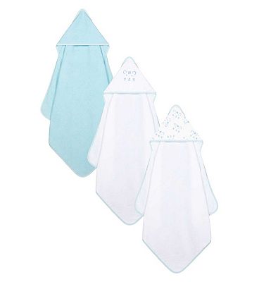 Mothercare Blue Cuddle ’N’ Dry Hooded Towels - 3 Pack