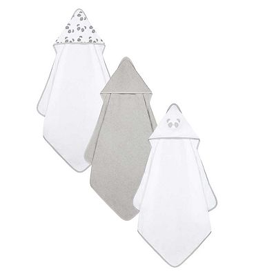 Mothercare Grey Cuddle ’N’ Dry Hooded Towels - 3 Pack
