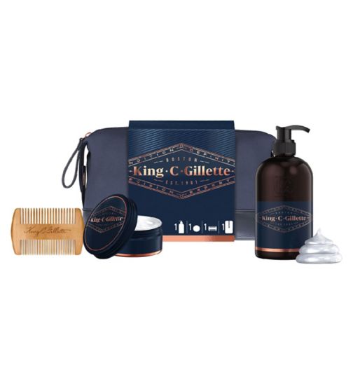 King C. Gillette Gift Set Beard & Face Wash + Balm + Comb