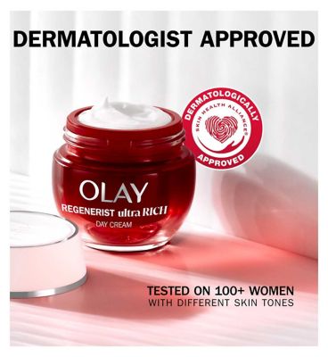 Olay Regenerist Day Face Cream Ultra Rich Moisturiser with Niacinamide, Peptides & Shea Butter 50ml (8)