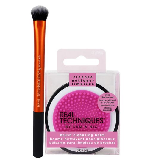 Real Techniques Brush & Cleanser Bundle;Real Techniques Brush Cleansing Balm 56g;Real Techniques Brush Cleansing Balm 56g;Real Techniques Expert Concealer Brush;Real Techniques expert concealer brush