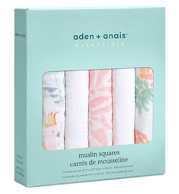 Aden + anais Essentials 5 Pack Cotton Muslin Squares- Tropical