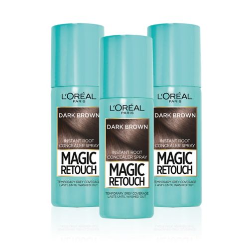 L'Oreal Magic Retouch Dark Brown Temporary Instant Grey Root Concealer Spray Triple Pack - 3x75ml;L'Oreal Paris Magic Retouch Dark Brown 75ml;L’Oreal Paris Magic Retouch Dark Brown Root Touch Up, Temporary Instant  Root Concealer Spray With Easy Application, 75ml