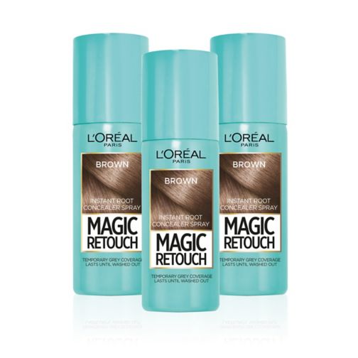 L'Oreal Magic Retouch Brown Temporary Instant Grey Root Concealer Spray  Triple Pack - 3x75ml;L’Oreal Magic Retouch Brown Temporary Instant Grey Root Concealer Spray, Easy Application, 75ml;Magic Retouch colouring spray brown 75ml