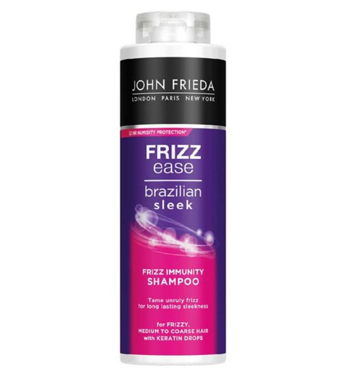 John Frieda Frizz Ease Brazilian Sleek Frizz Immunity Shampoo 500ml for Frizzy, Medium to Coarse Hair