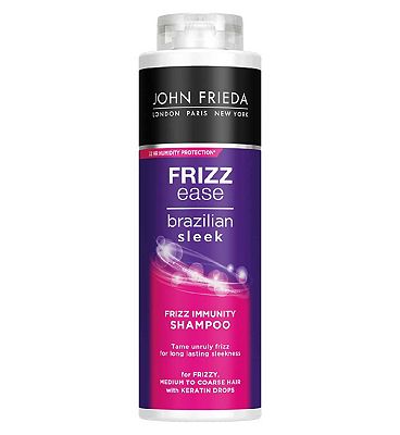 John Frieda Frizz Ease Brazilian Sleek Frizz Immunity Shampoo 500ml for Frizzy, Medium to Coarse Hai