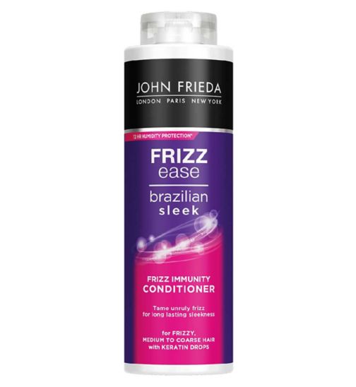John Frieda Frizz Ease Brazilian Sleek Frizz Immunity Conditioner 500ml for Frizzy, Medium to Coarse Hair