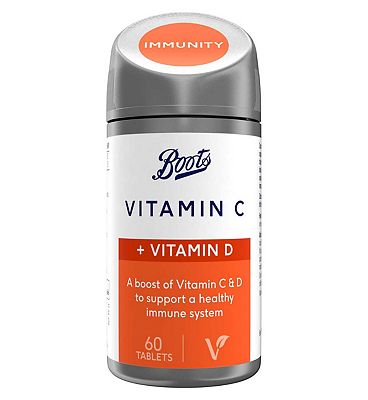 Boots Vitamin C + Vitamin D, 60 Tablets