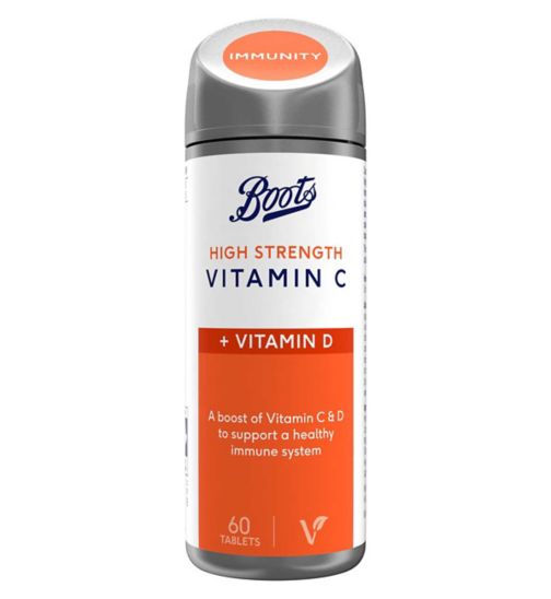 Boots High Strength Vitamin C + Vitamin D, 60 Tablets