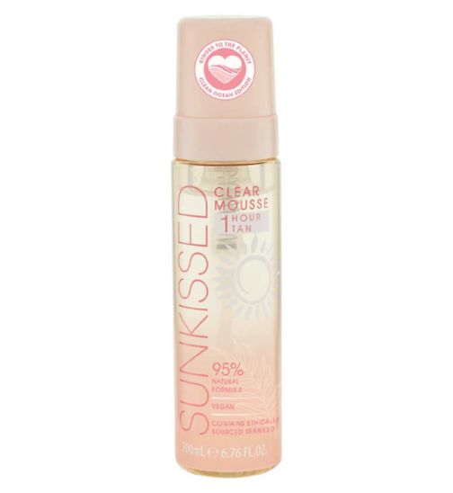 SUNKISSED Clear Mousse 1 Hour Tan 95% Natural 200ml Clean Ocean Edition