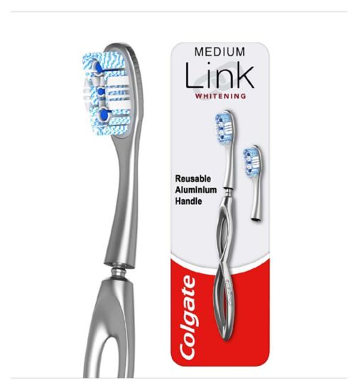 Colgate Link Whitening Medium Replaceable Head Manual Toothbrush Starter Kit