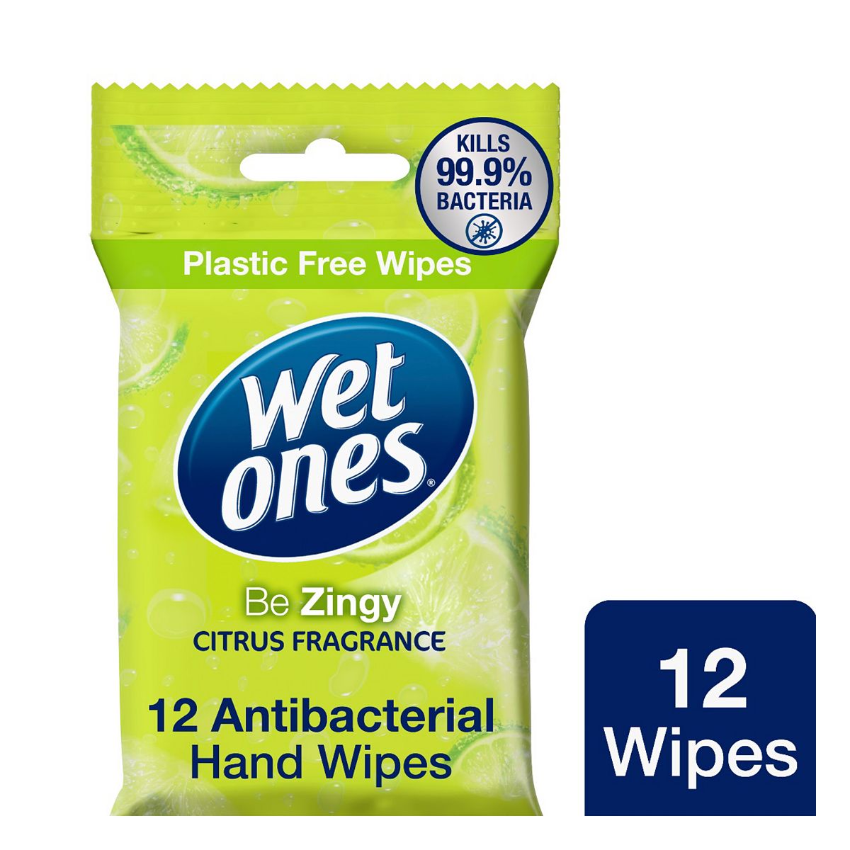 Wet Ones Be Zingy Biodegradable Antibacterial Hand Wipes 12 Pack