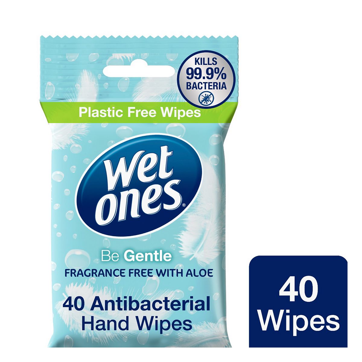 Wet Ones Be Gentle Biodegradable Antibacterial Hand Wipes 40