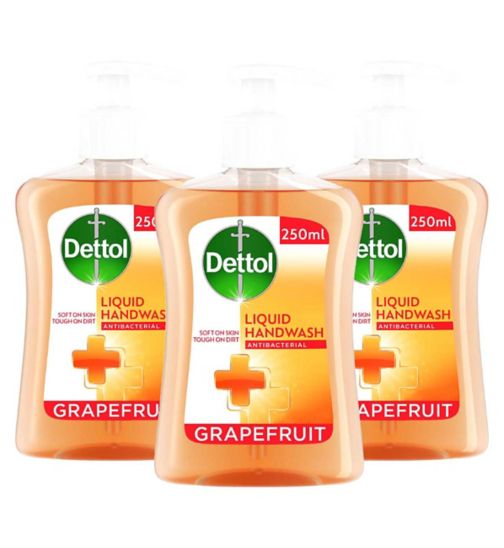 Dettol Antibacterial Liquid Handwash Grapefruit 250ml;Dettol Liquid Hand Wash Grapefruit 3 x 250ml Bundle;Dettol Liquid Handwash Grapefruit 250ml