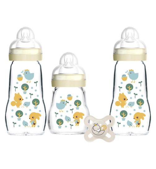 MAM Glass Baby Bottle Set Including MAM Start Soother