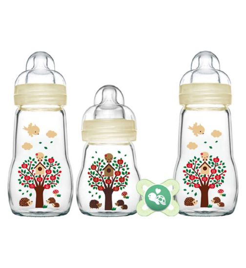 MAM Glass Baby Bottle Set Including MAM Start Soother