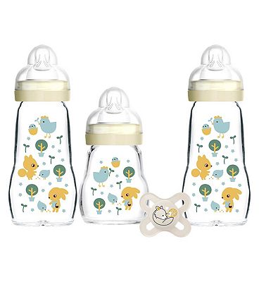 MAM Glass Baby Bottle Set Including MAM Start Soother