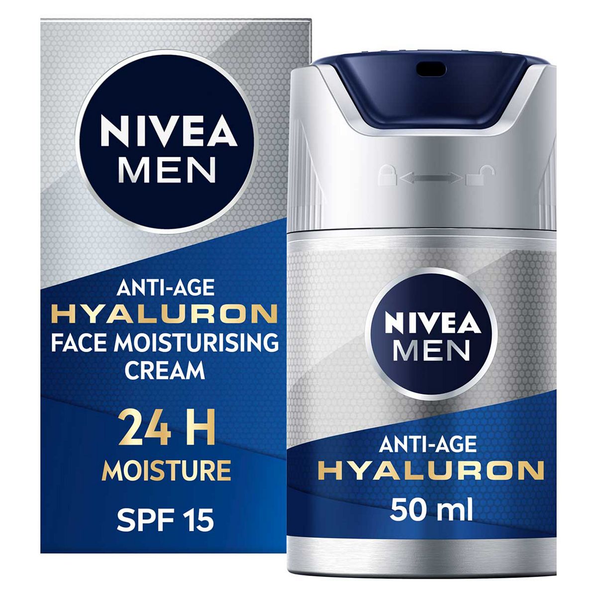Nivea Men Anti-Age Hyaluron Day Cream Moisturiser With Hyaluronic Acid Spf15 50ml