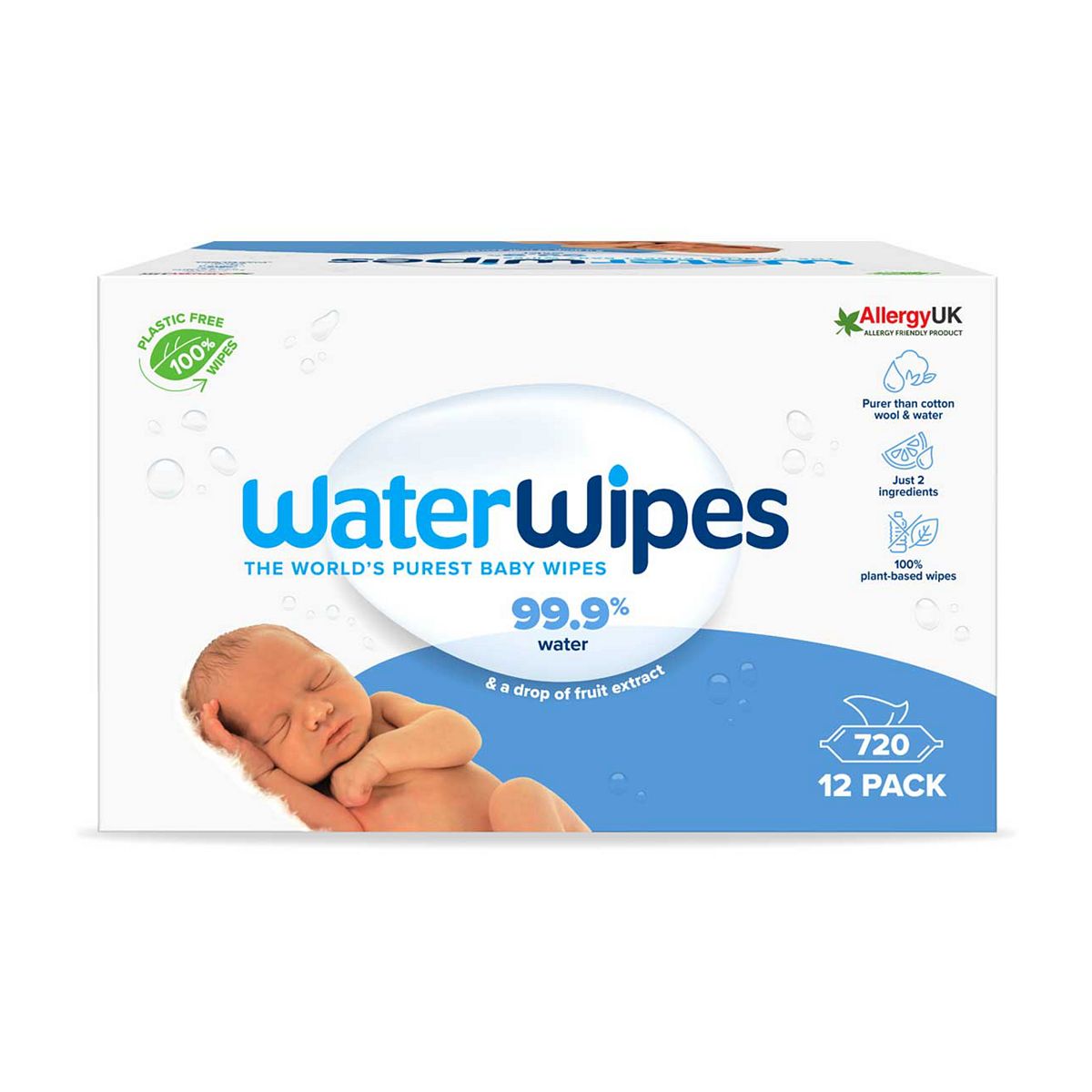 Water Wipes Waterwipes Original Plastic Free Baby Wipes 12Pk (720 Wipes)