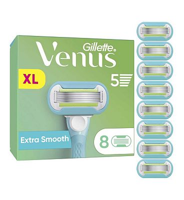 Gillette Venus Razor Blades, Extra Smooth 5 Blade Womens Razor Blades X8