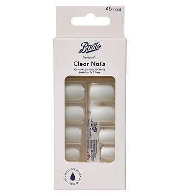 Boots Clear Nails - Long Square 48pk