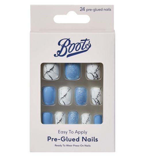Boots Pre Glued Nails - Snap, Crackle & Pop - Blue Marble